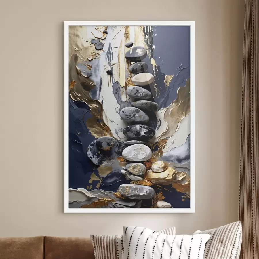 fototapet Compoziție abstractă cu pietre și tușe texturate f48362