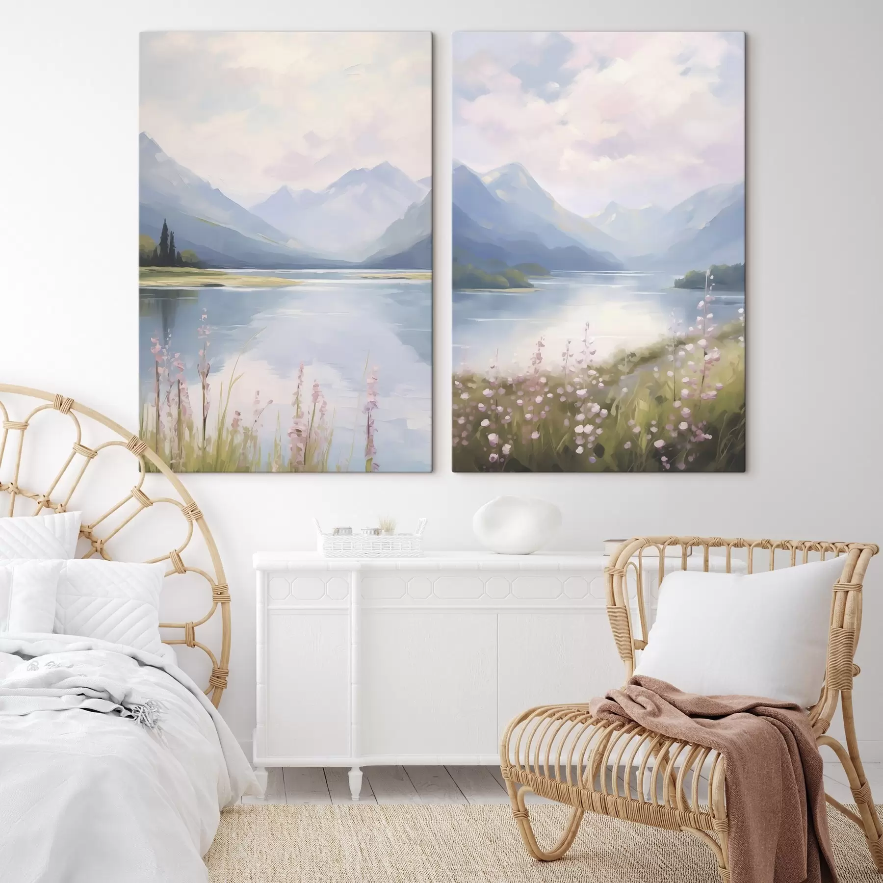 Tablouri Lac lângă munți imitație de pictură m30248