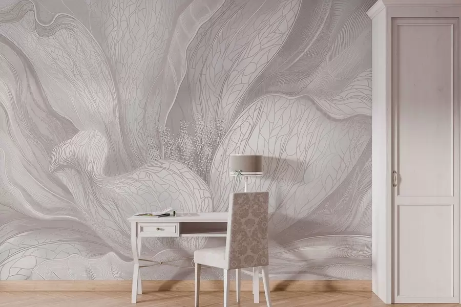 fototapet Floare abstractă, ușoară, cu linii fluide w05119v3