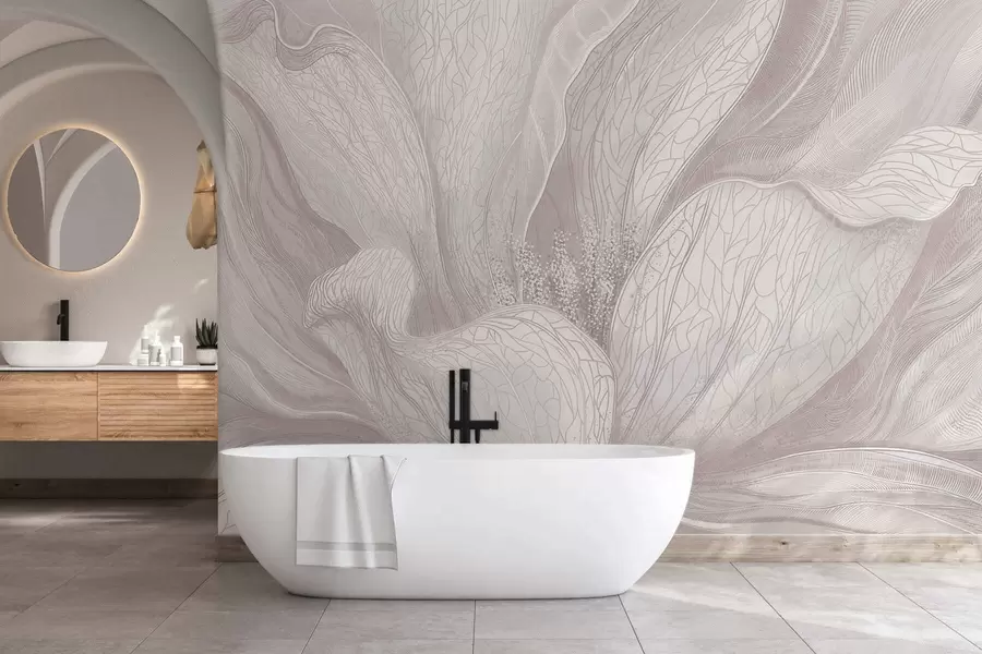 fototapet Floare abstractă, ușoară, cu linii fluide w05119v3