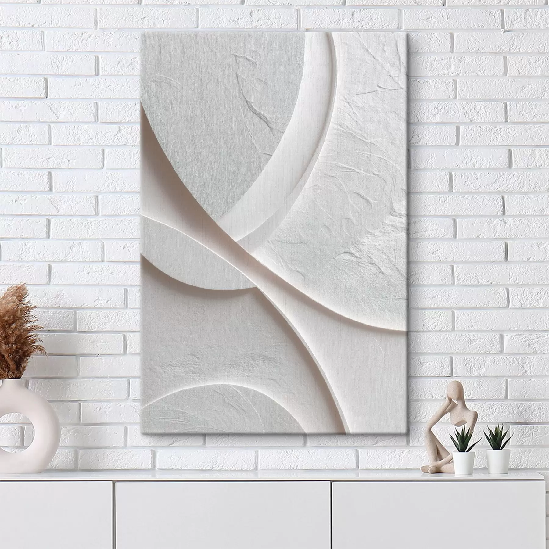 Tablouri Panou decorativ cu linii fluide și textură de piatră pe un fundal deschis s48192