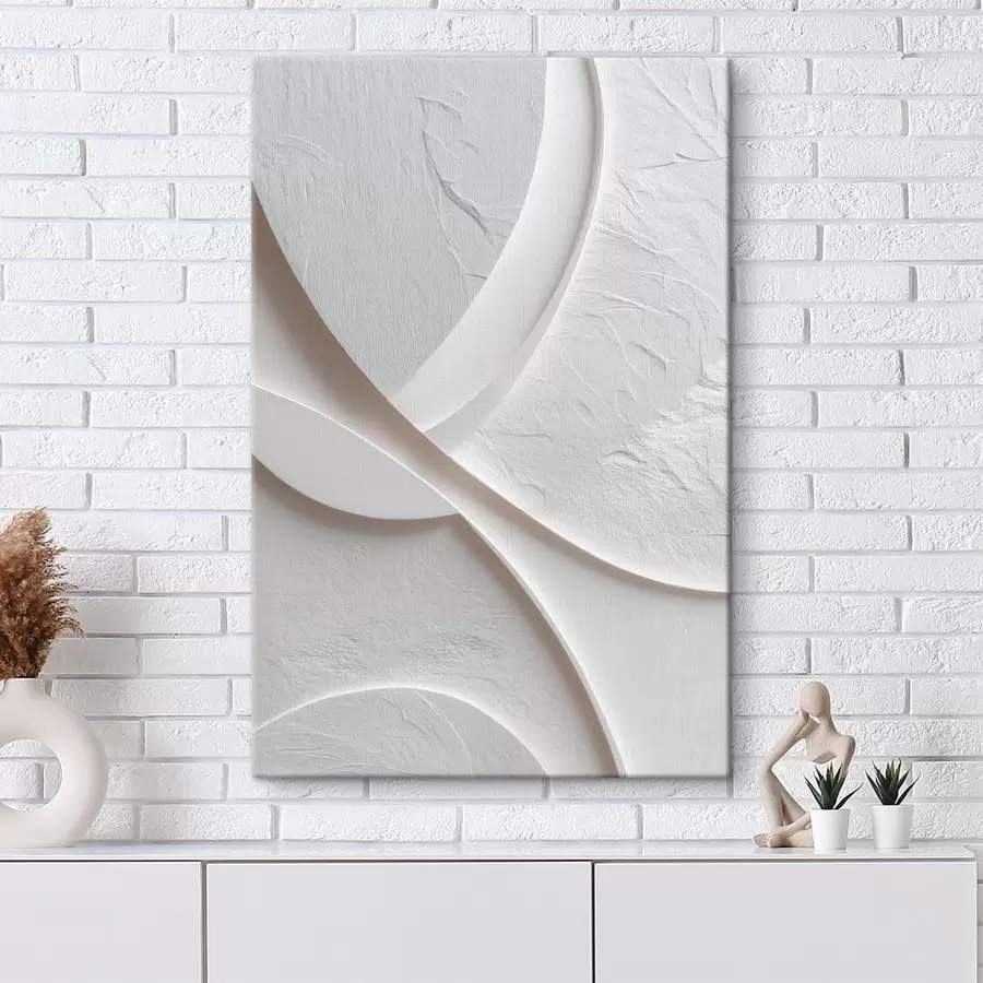 Tablouri Panou decorativ cu linii fluide și textură de piatră pe un fundal deschis s48192