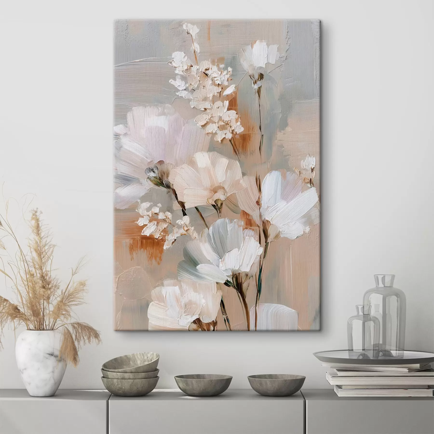 Tablouri Compoziție florală în nuanțe pastelate, în stil pictură în ulei s48194