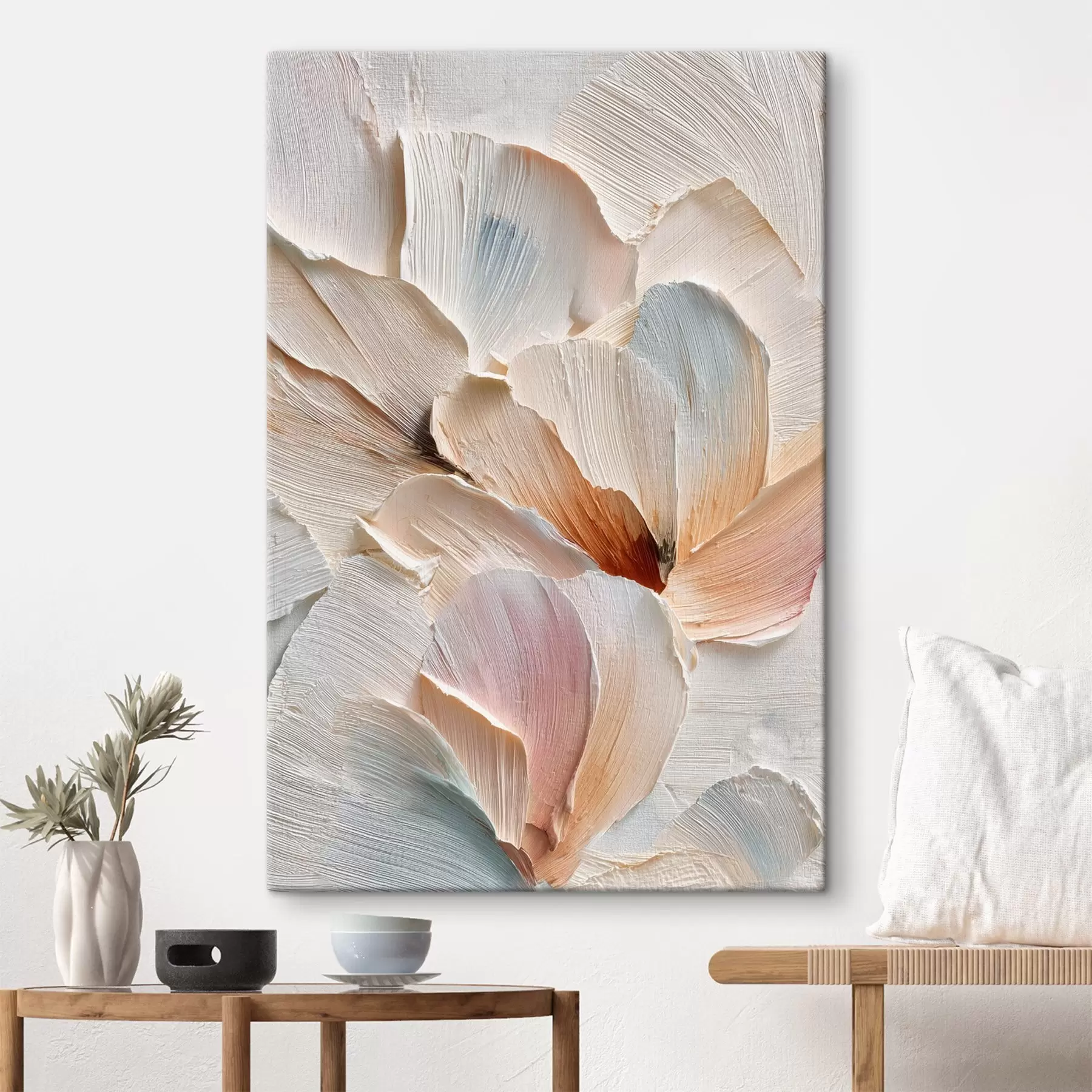 Tablouri Compoziție stilizată cu efect de tușe groase pe un fundal deschis s48200