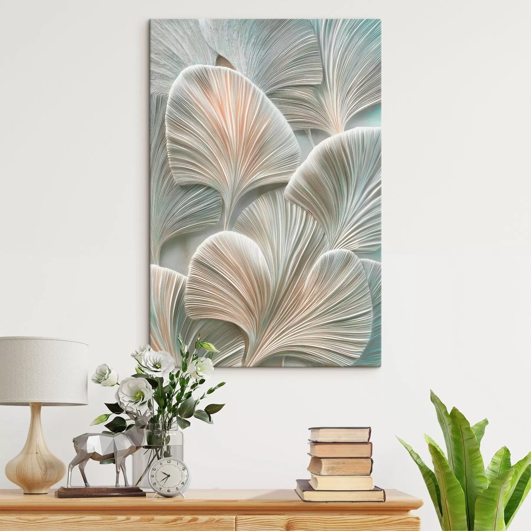 Tablouri Ilustrație artistică cu frunze în relief, în stilul basoreliefului contemporan s48210