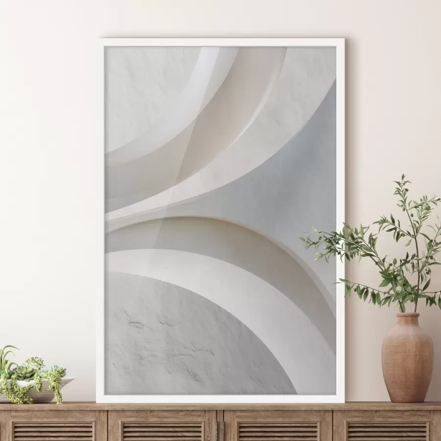 fototapet Panou decorativ cu forme arhitecturale volumetrice pe un fundal deschis f48191