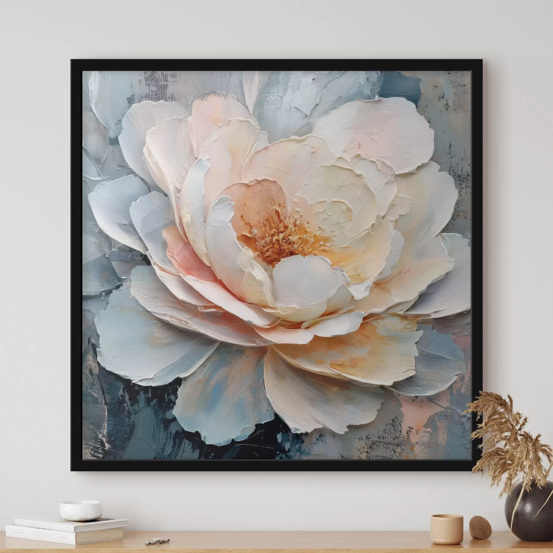 fototapet Prim-plan al unei flori, realizat cu tușe de pensulă expresive și texturate, în stilul picturii contemporane f48198