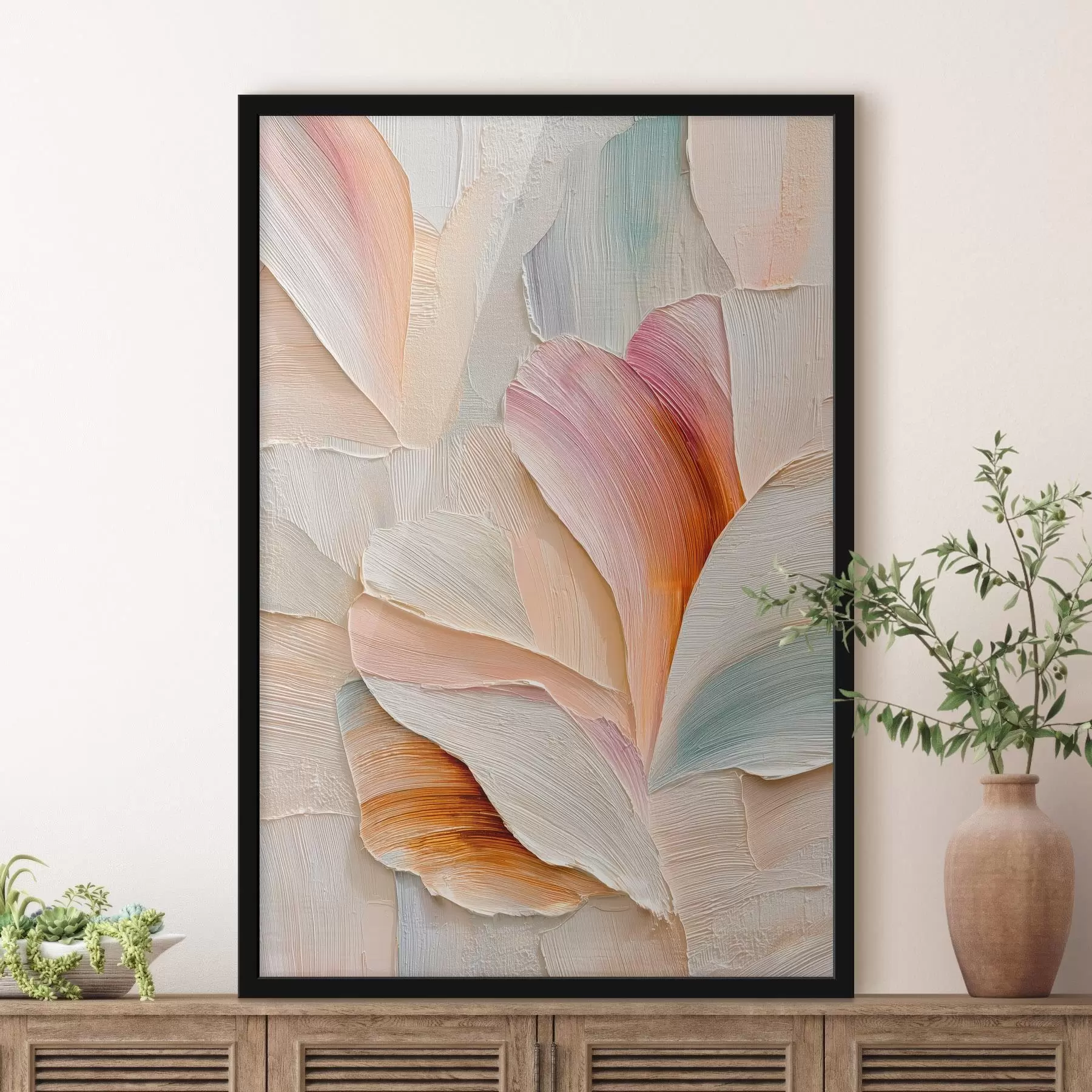 fototapet Ilustrație artistică cu petale volumetrice, în stilul picturii contemporane f48201