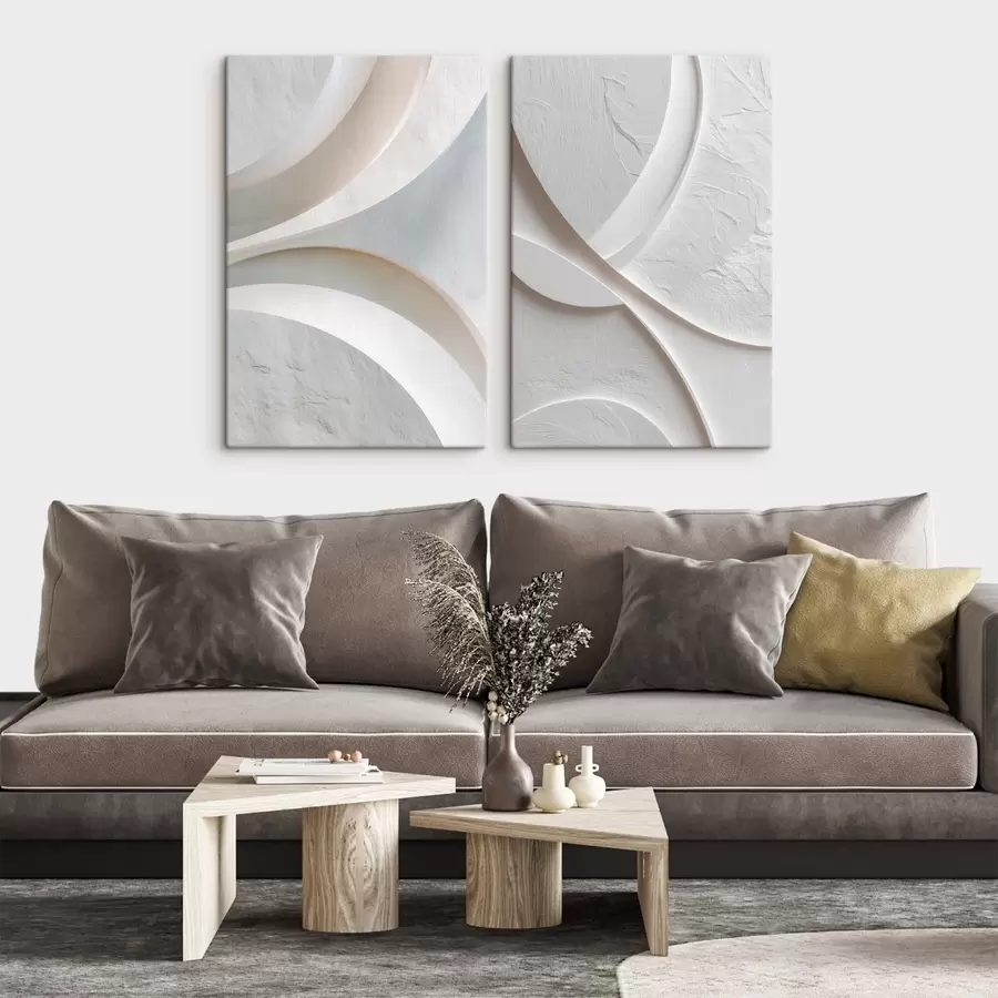 Tablouri Compoziție abstractă cu linii fluide și textură de piatră, în stilul basoreliefului contemporan m30136
