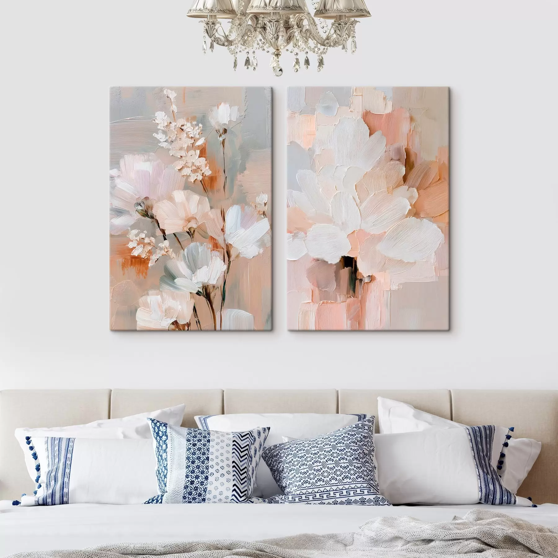 Tablouri Flori abstracte, luminoase, realizate cu tușe expresive, în stilul artei contemporane m30137