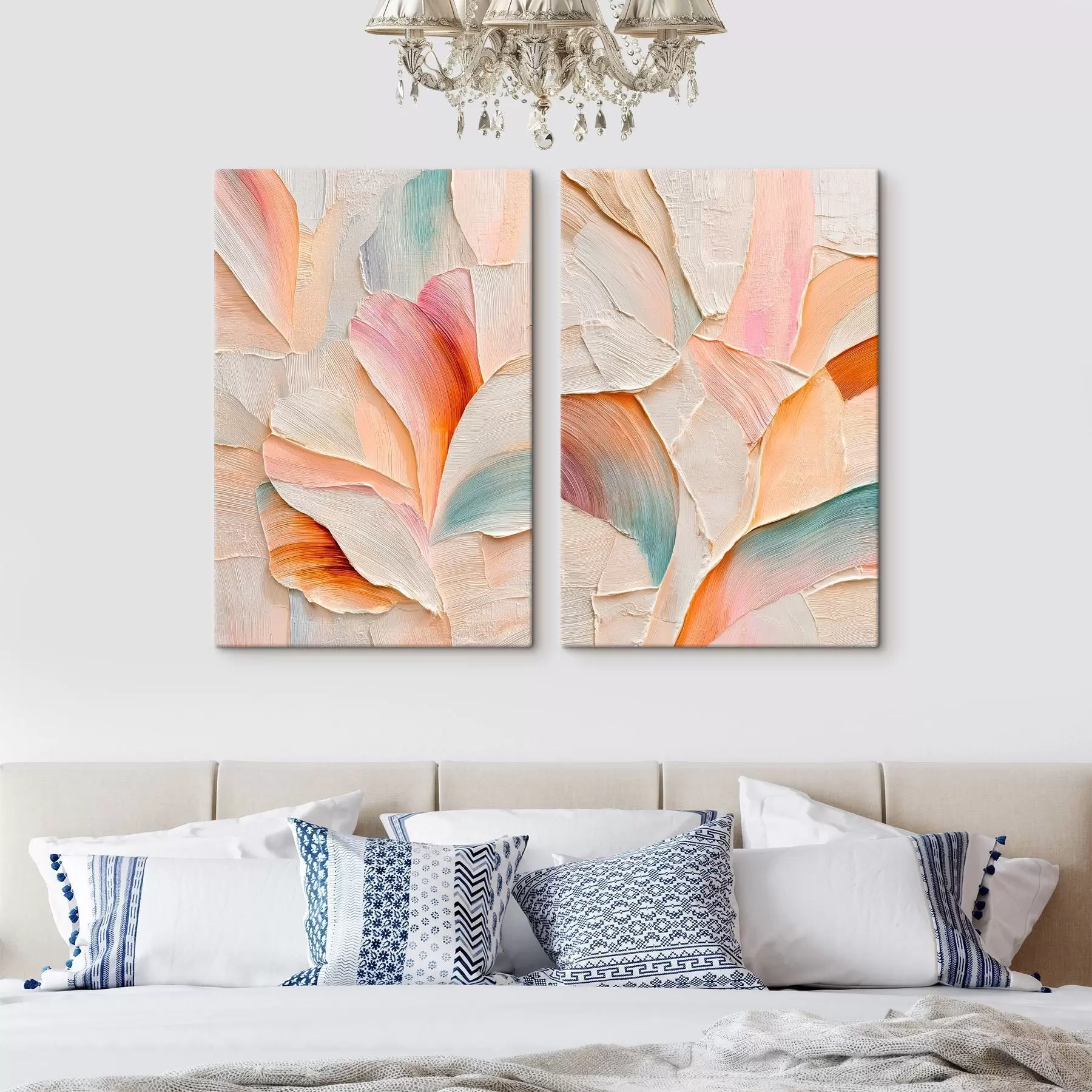 Tablouri Petale decorative cu tușe volumetrice în stilul artei contemporane m30139