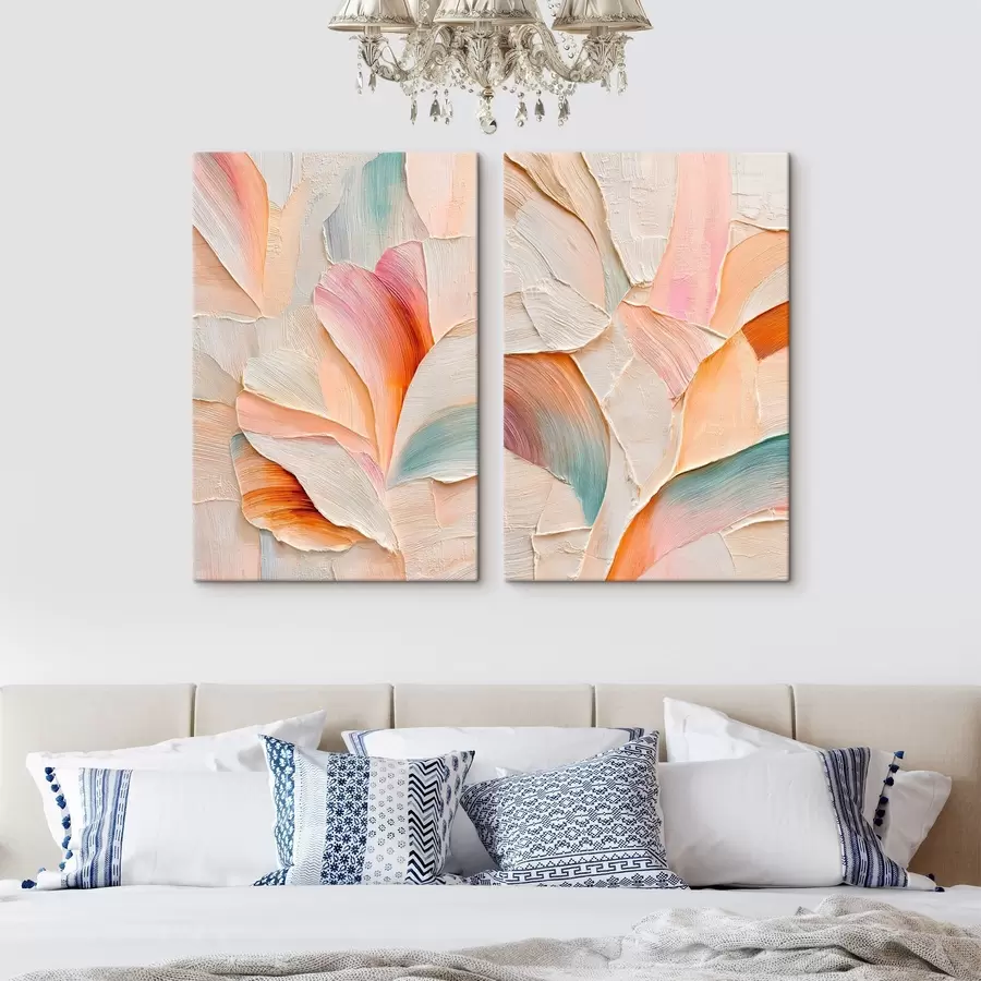 Tablouri Petale decorative cu tușe volumetrice în stilul artei contemporane m30139