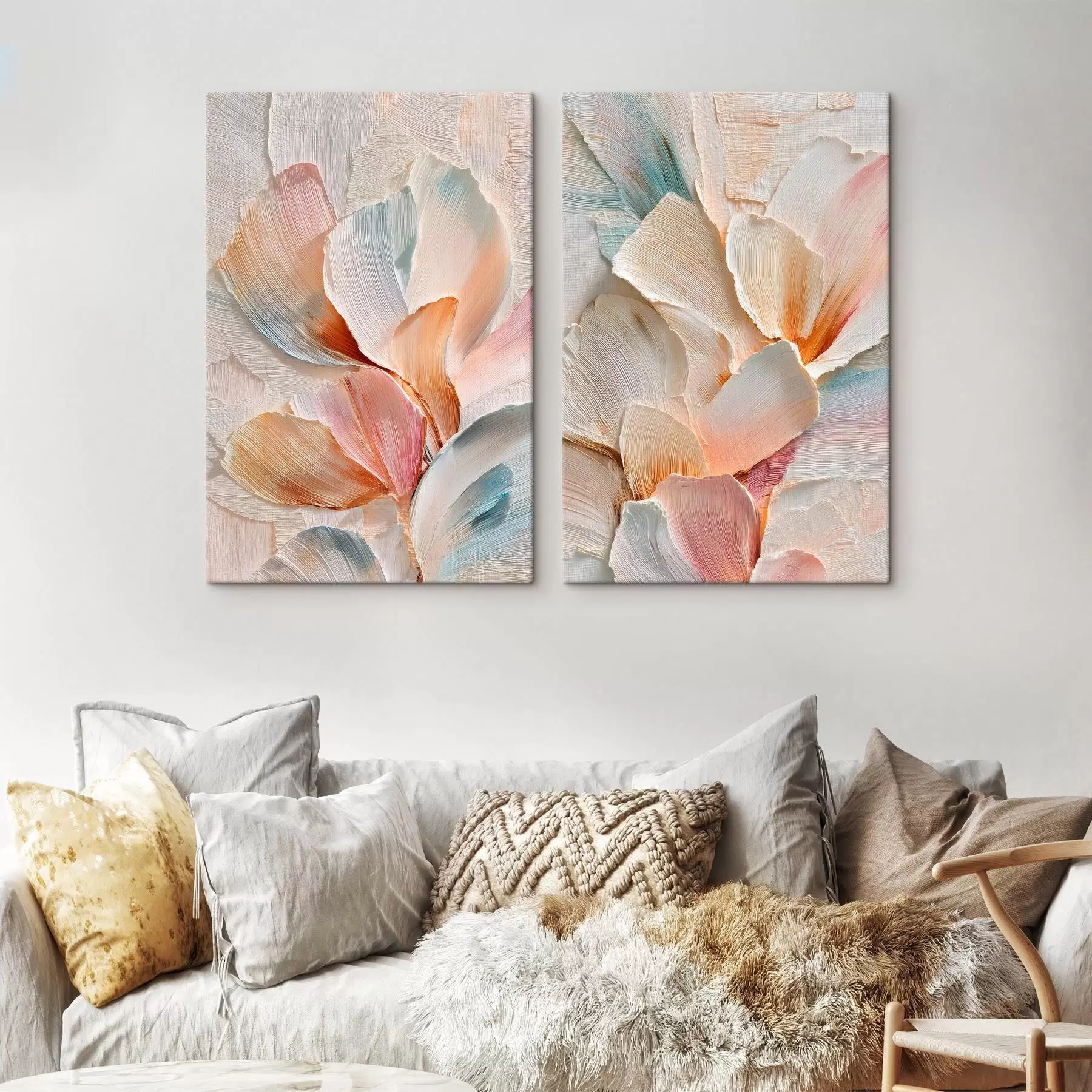 Tablouri Petale decorative voluminoase, cu textură pronunțată, în stilul artei contemporane m30144