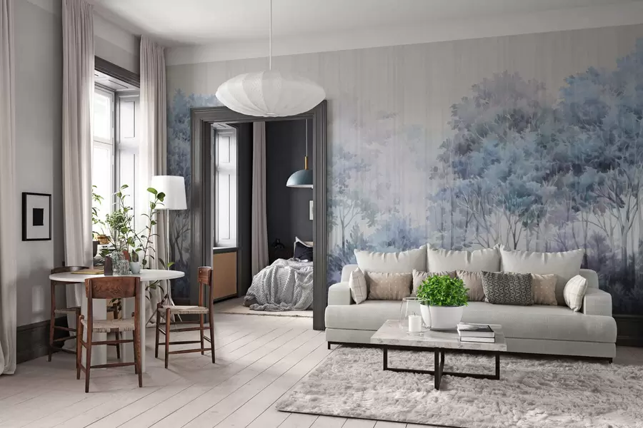 fototapet Pădure cu copaci frunzoși și linii w05442v1