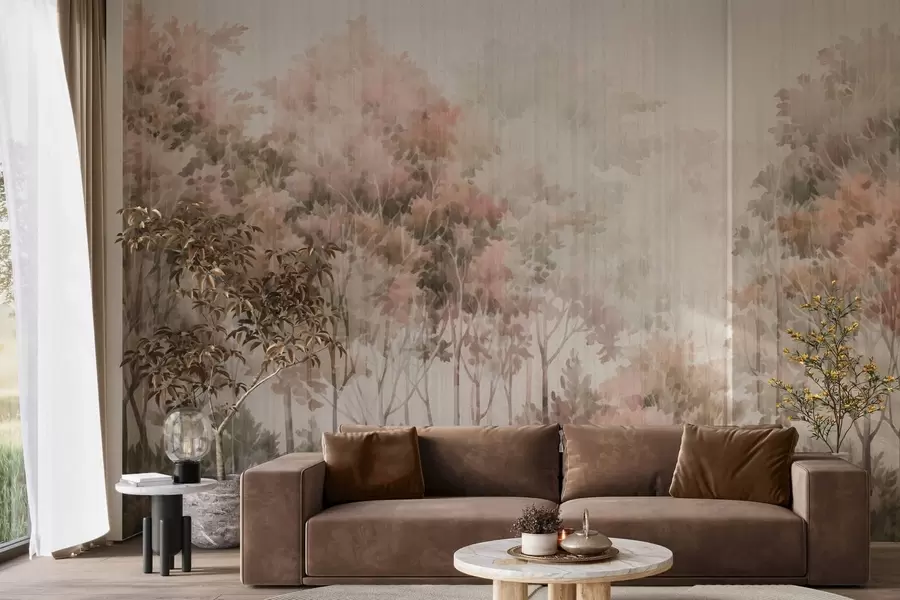 fototapet Pădure cu copaci frunzoși și linii w05442v2