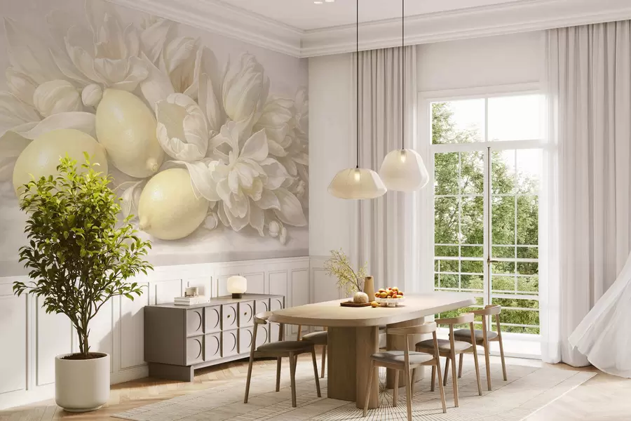 fototapet Un buchet floral delicat cu lămâi w05449