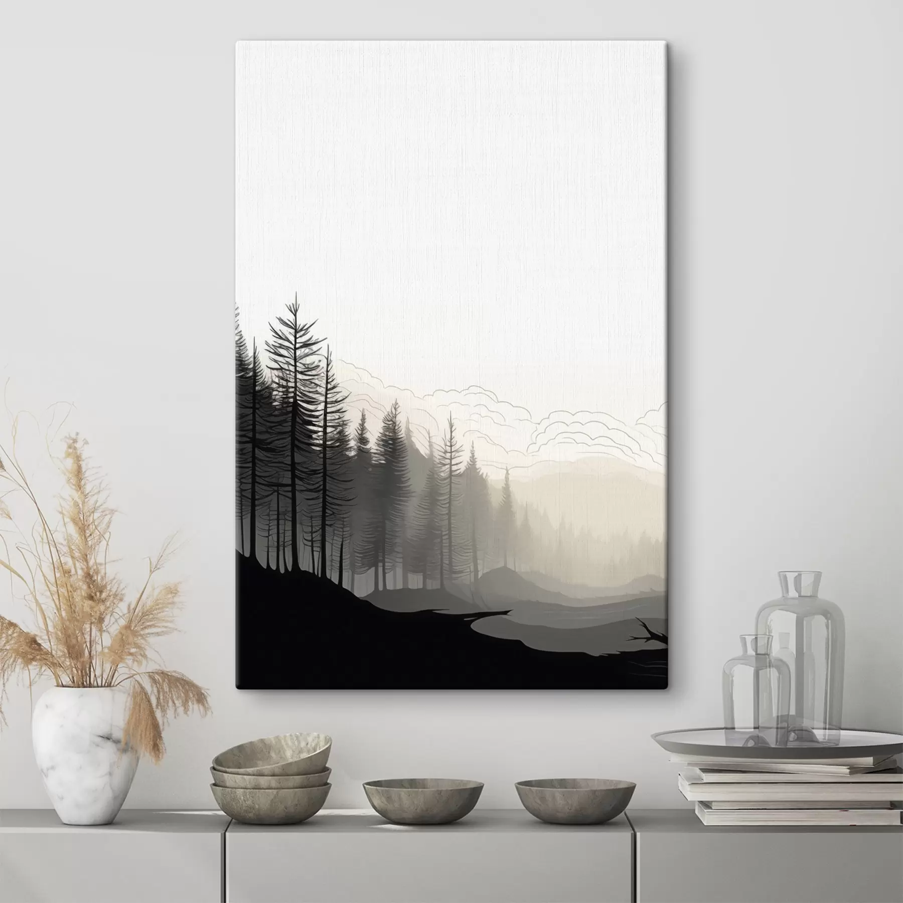 Tablouri Pădure în ceață, stil minimalist s48574