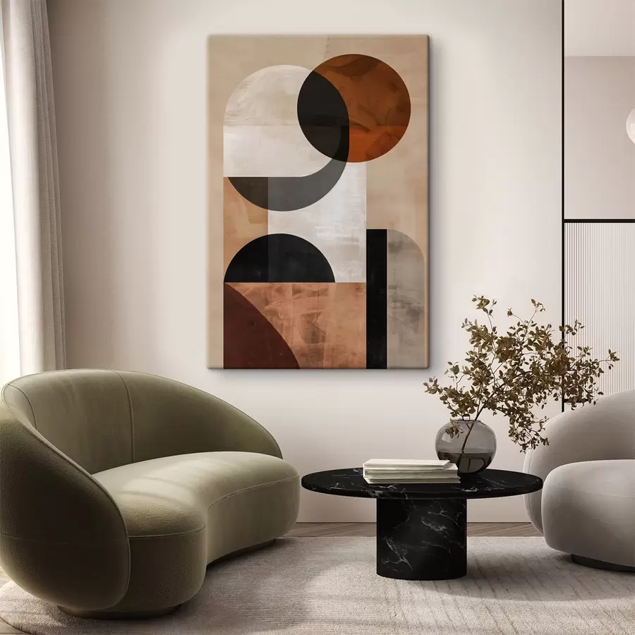 Tablouri Abstracție geometrică, bej și negru s48583