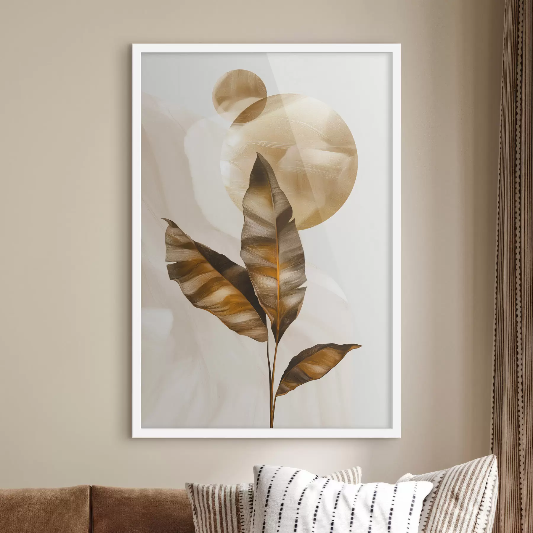 fototapet O compoziție abstractă din frunze și cercuri f48614