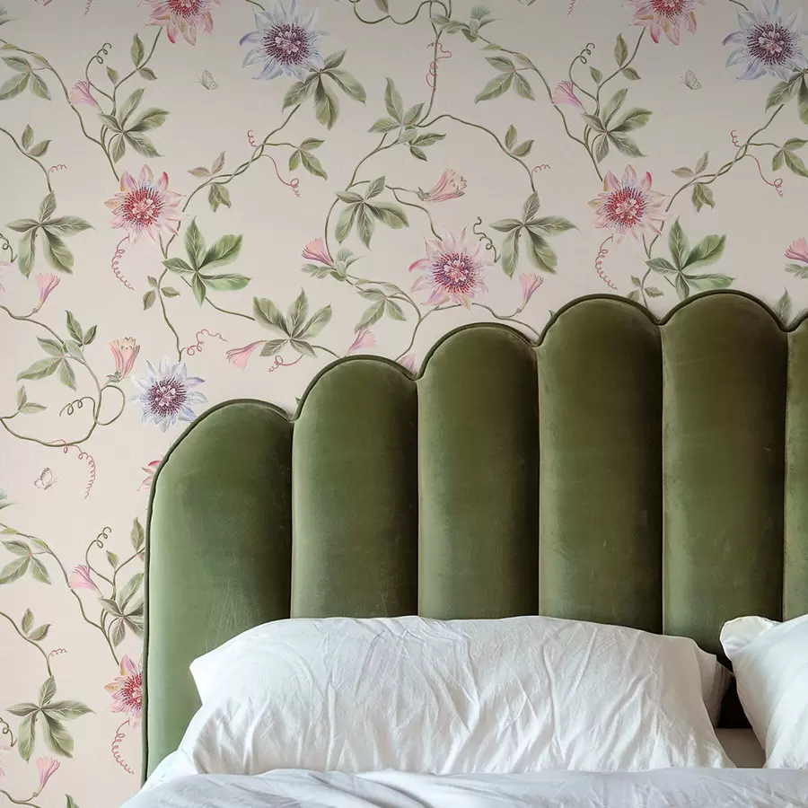 fototapet Model cu flori exotice și viță de vie a01131