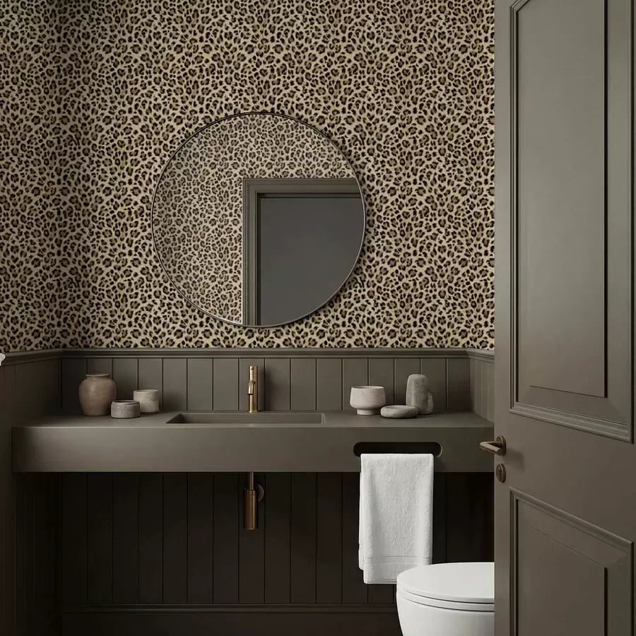 fototapet Model leopard cu pete pe fundal deschis a01151