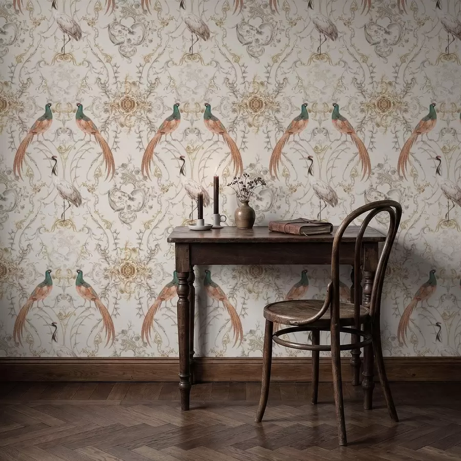 fototapet Model decorativ cu păsări și motive a01156