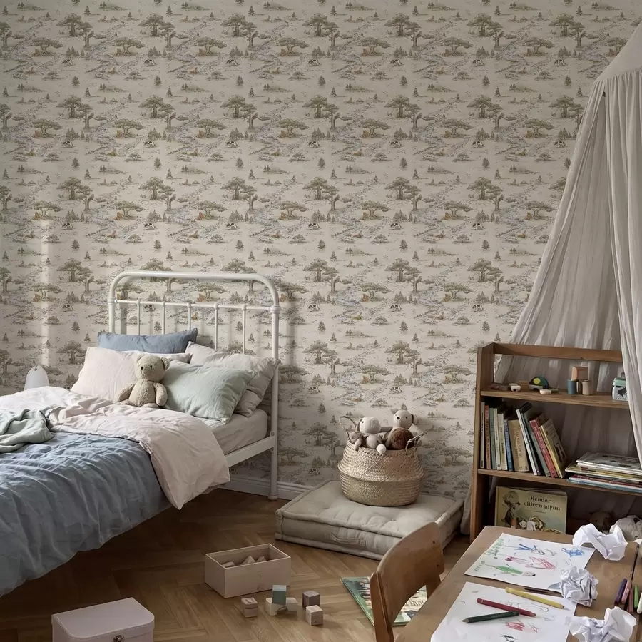 fototapet Ilustrație naturalistă cu animale și un râu a01157