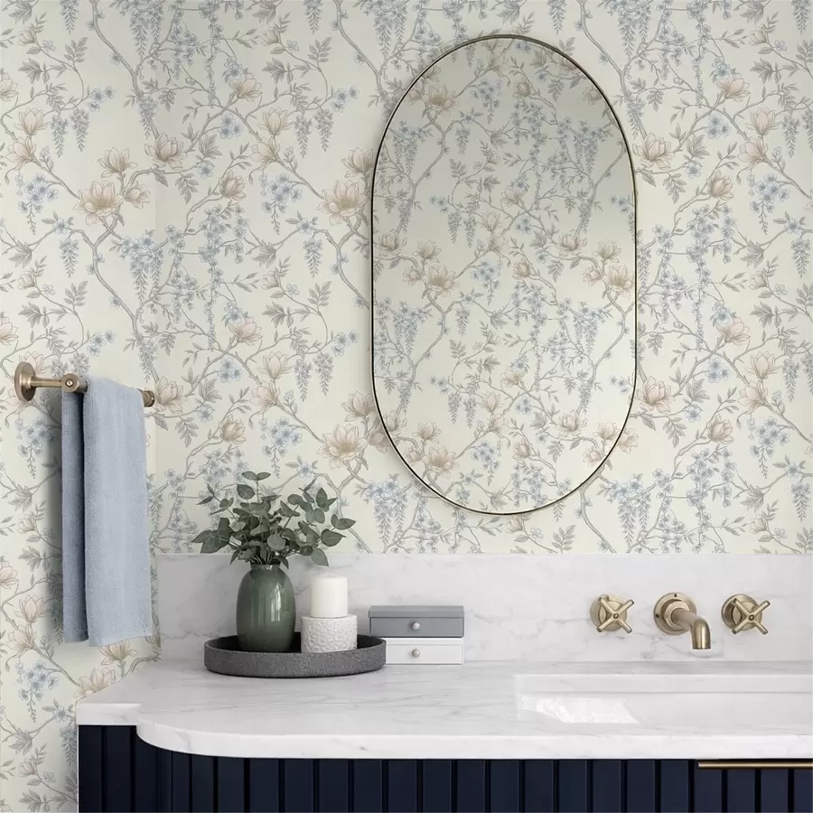 fototapet Model floral delicat, cu ramuri și flori a01159