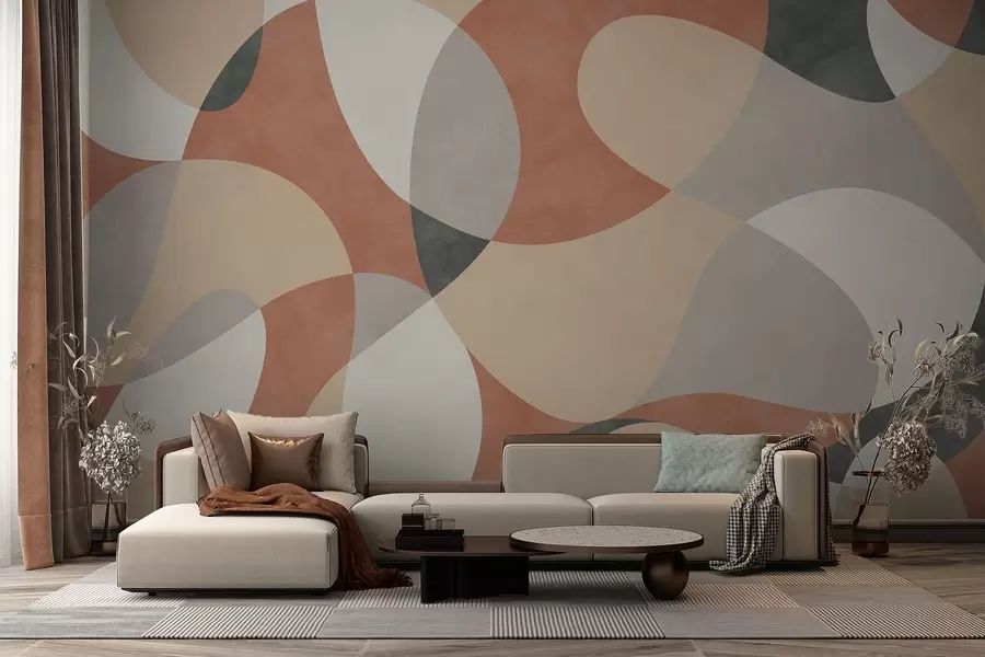fototapet Model abstract cu forme rotunjite în nuanțe calde w05149v1