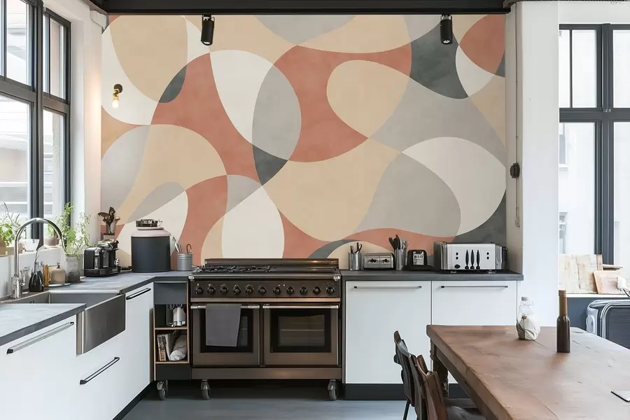 fototapet Model abstract cu forme rotunjite în nuanțe calde w05149v1