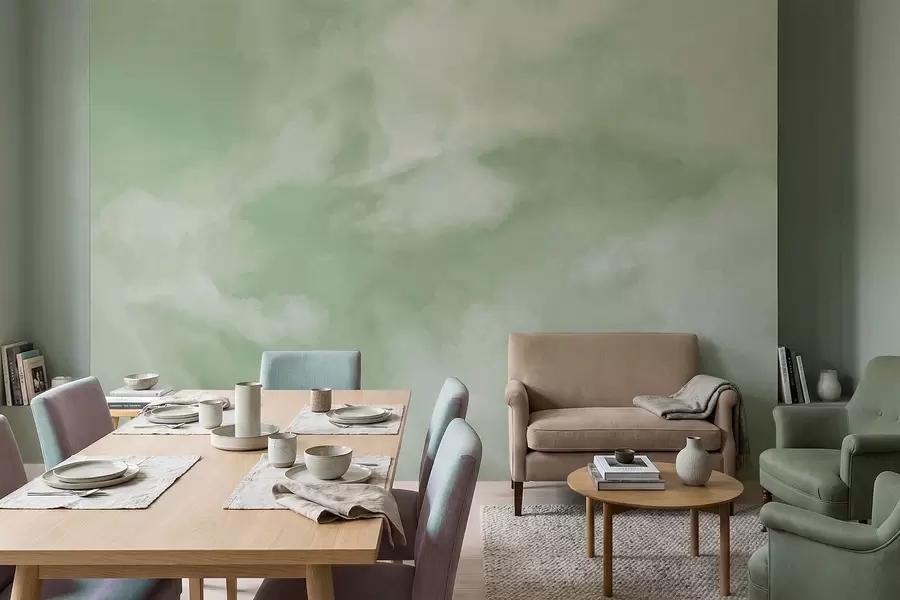 fototapet Fundal difuz, în nuanțe delicate de verde w05426v2