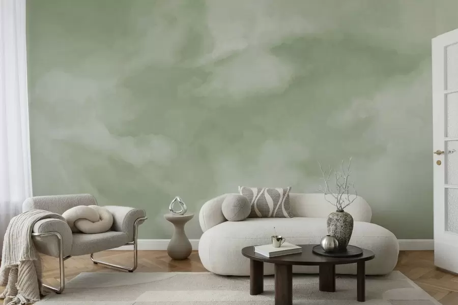 fototapet Fundal difuz, în nuanțe delicate de verde w05426v2