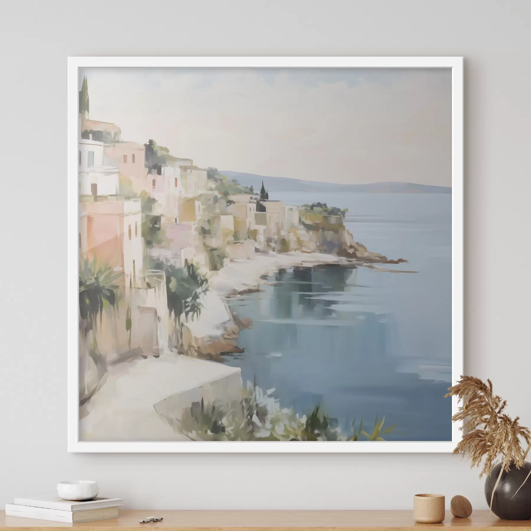 fototapet Peisaj al unui oraș de coastă – imitație de pictură f48675