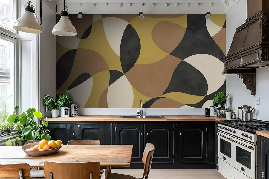 fototapet Model abstract cu forme fluide și contraste w05149