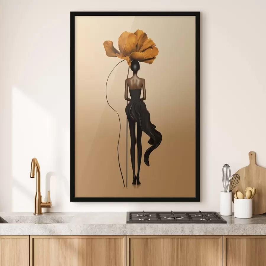 fototapet Figurină stilizată cu o floare mare în loc de cap f48618