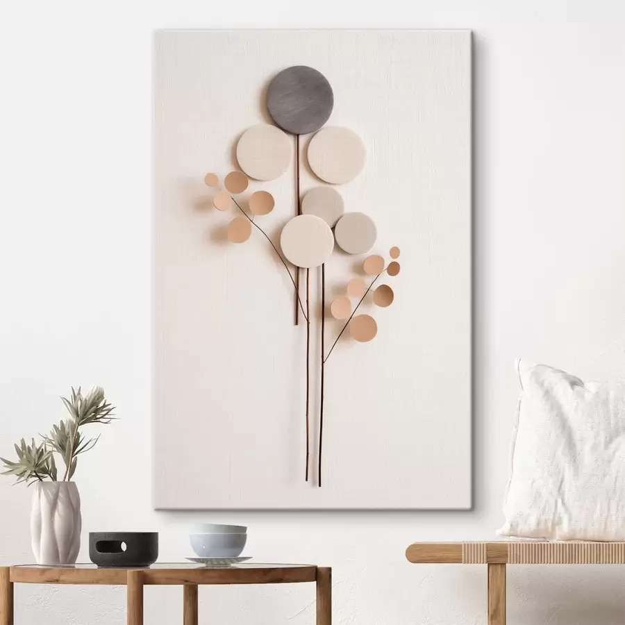 Tablouri Forme rotunde minimaliste pe tulpini subțiri s48597