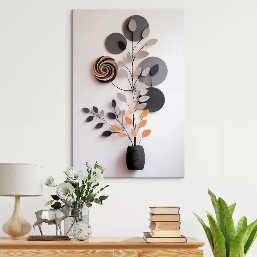 Tablouri Plantă decorativă cu forme circulare și spiralate s48599