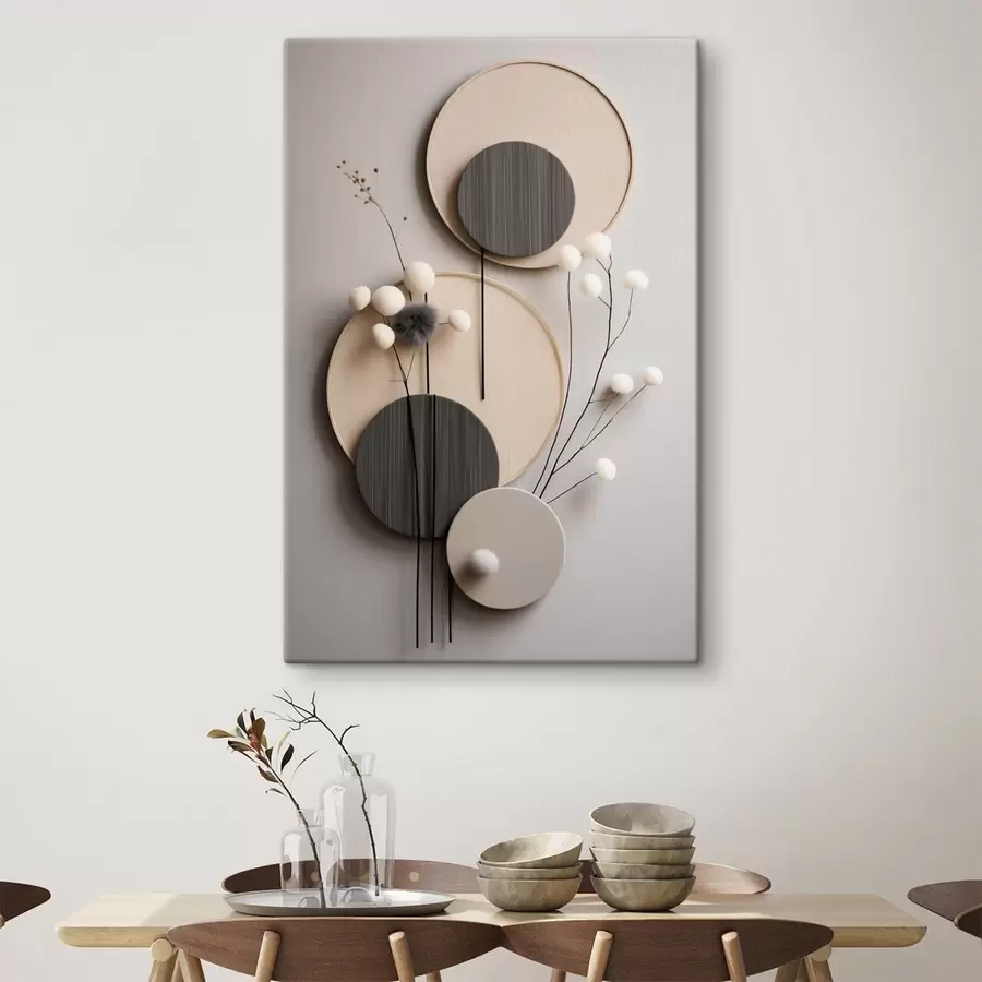 Tablouri Panouri rotunde cu crenguțe uscate și bile moi s48601