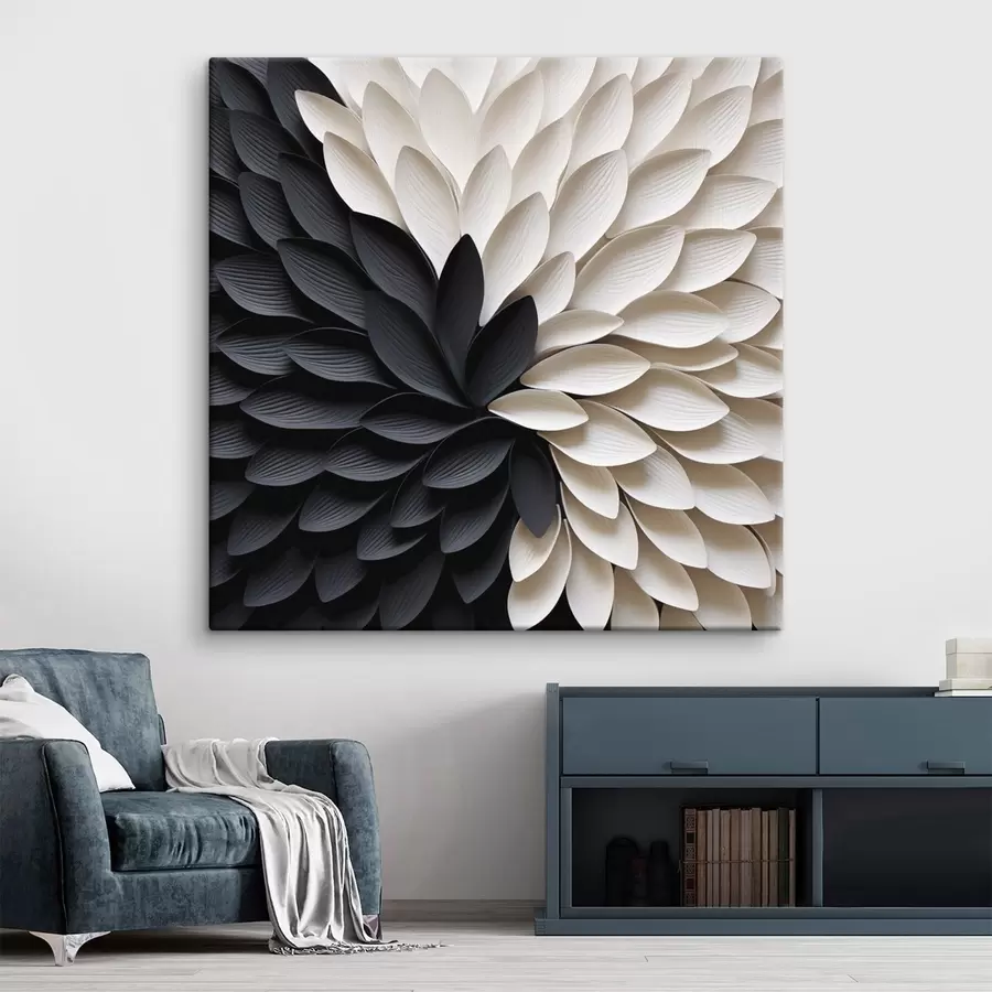 Tablouri Petale în culori contrastante, de la deschis la închis, dispuse în formă de floare s48604