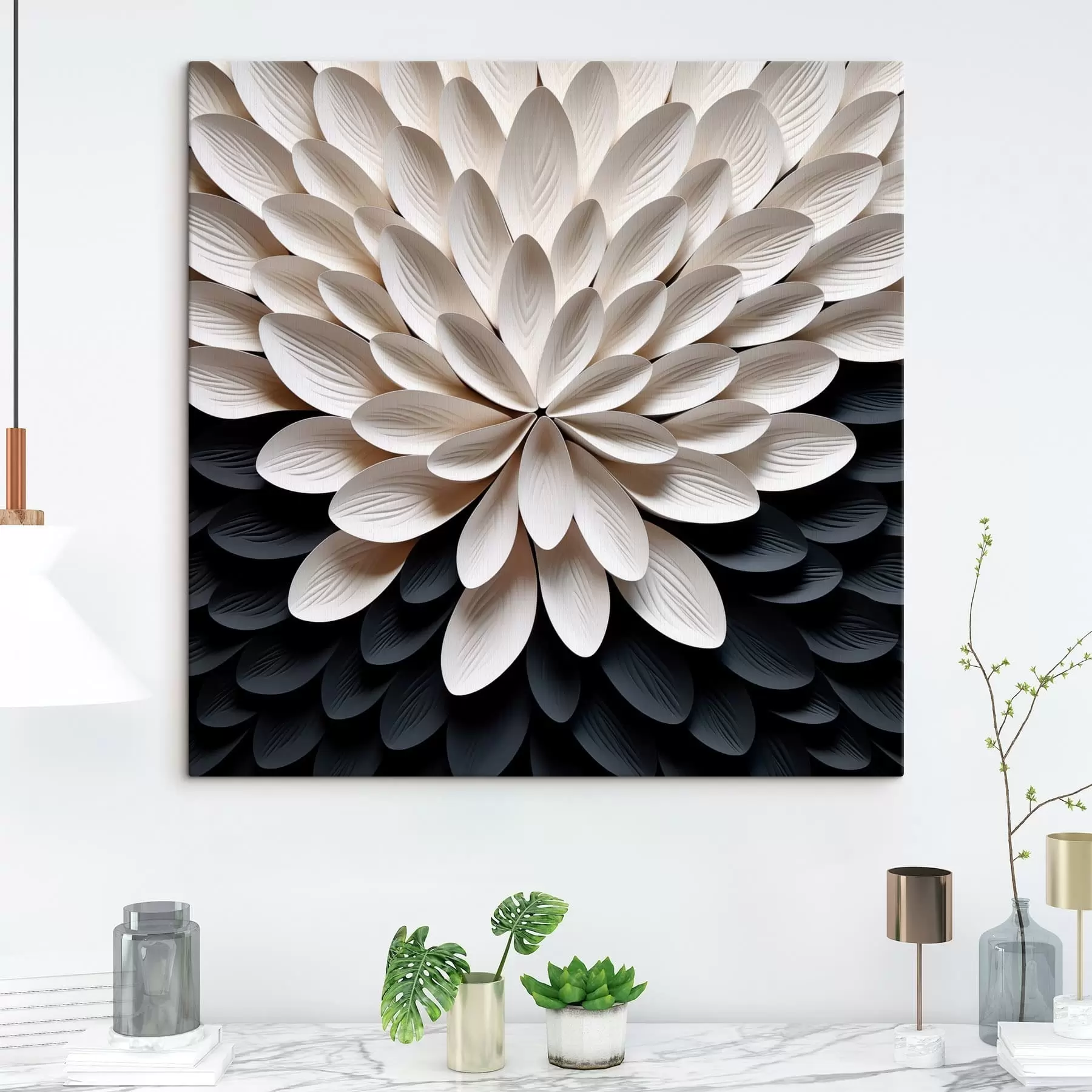 Tablouri Floare abstractă cu numeroase petale suprapuse, ușoare s48605