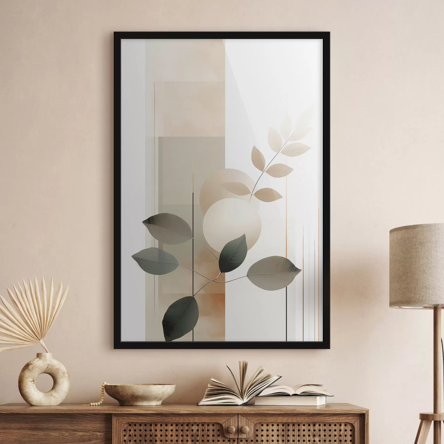 fototapet Frunze botanice abstracte cu forme f48668