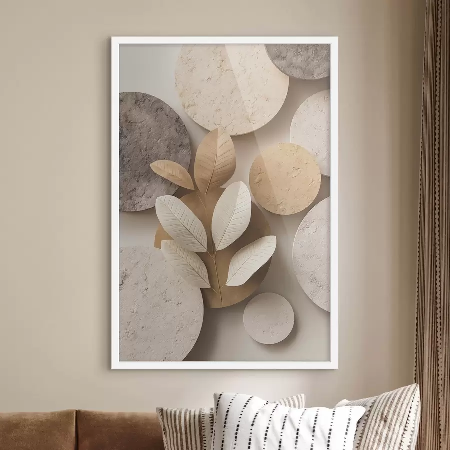 fototapet O compoziție cu frunze și cercuri f48691