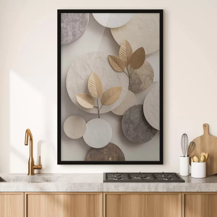 fototapet O compoziție cu frunze și cercuri f48692