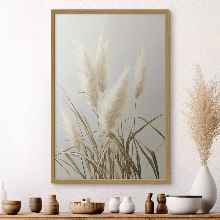 fototapet Câteva plante înalte de iarbă de pampas, cu frunze lungi și subțiri f48723