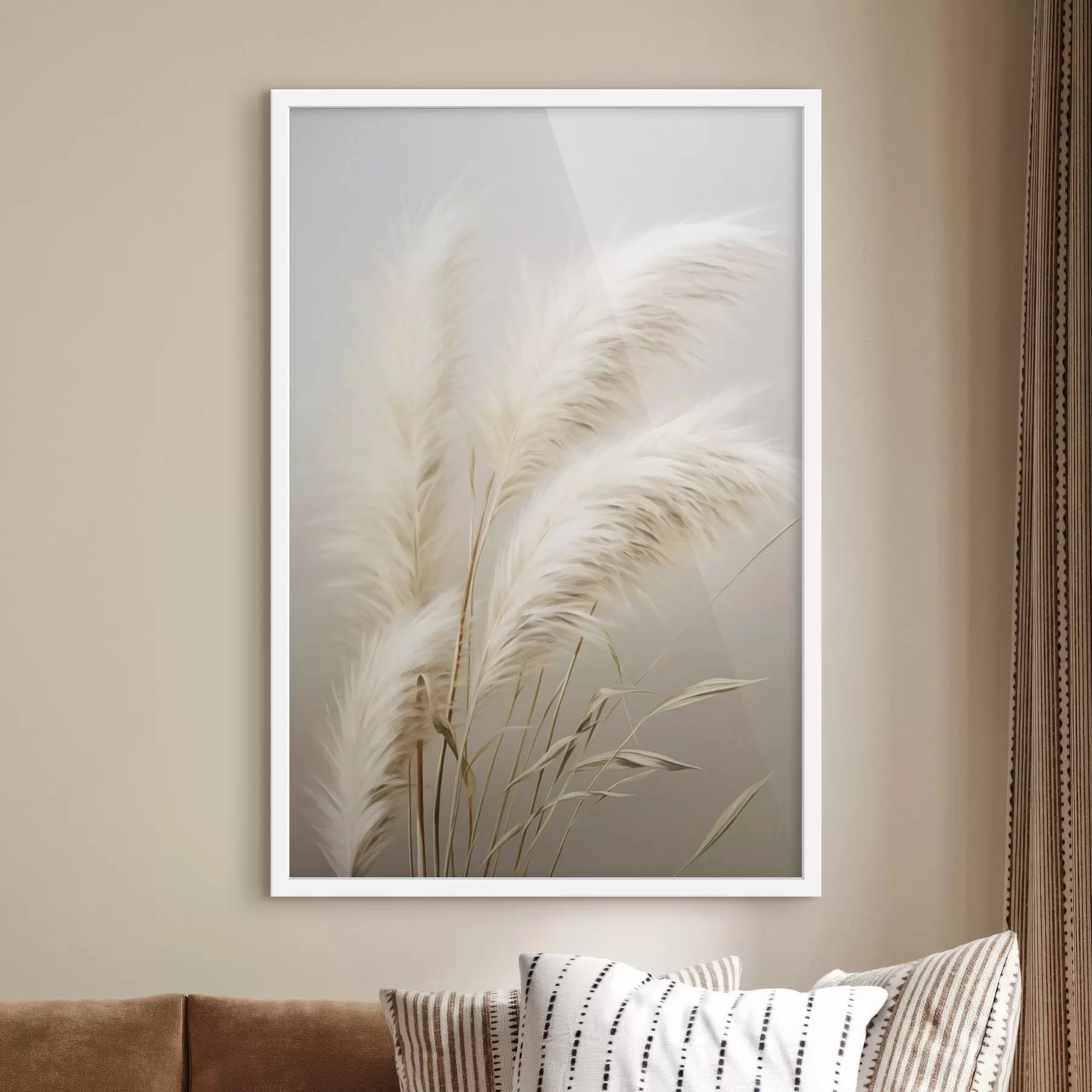 fototapet Câteva plante înalte de iarbă de pampas, cu frunze lungi și subțiri f48724