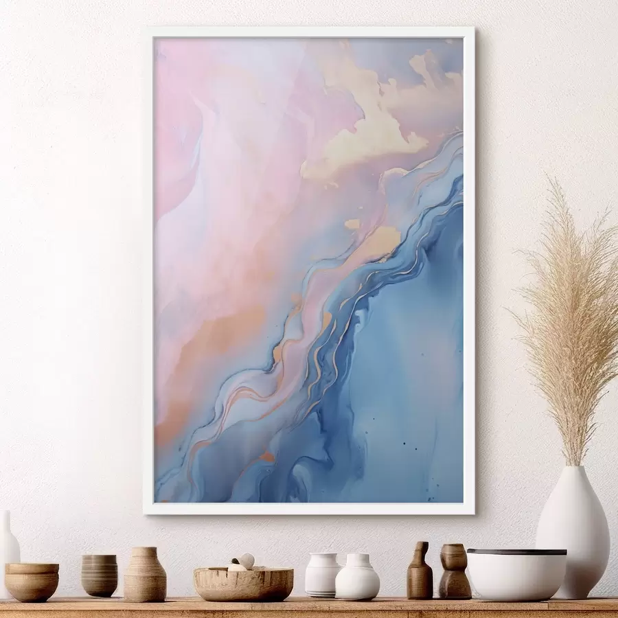 fototapet Artă fluidă abstractă, cu textură, cu motive învolburate în nuanțe de roz și albastru f48729