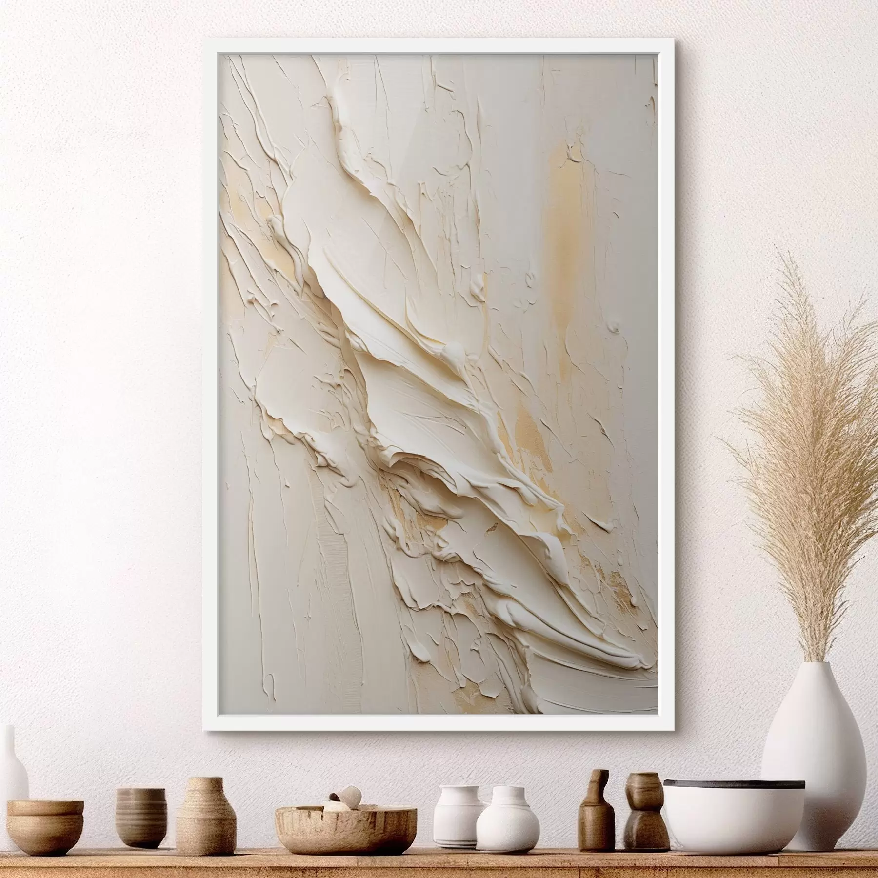 fototapet Pictură abstractă în nuanțe de crem și bej, cu textură, artă minimalistă f48737