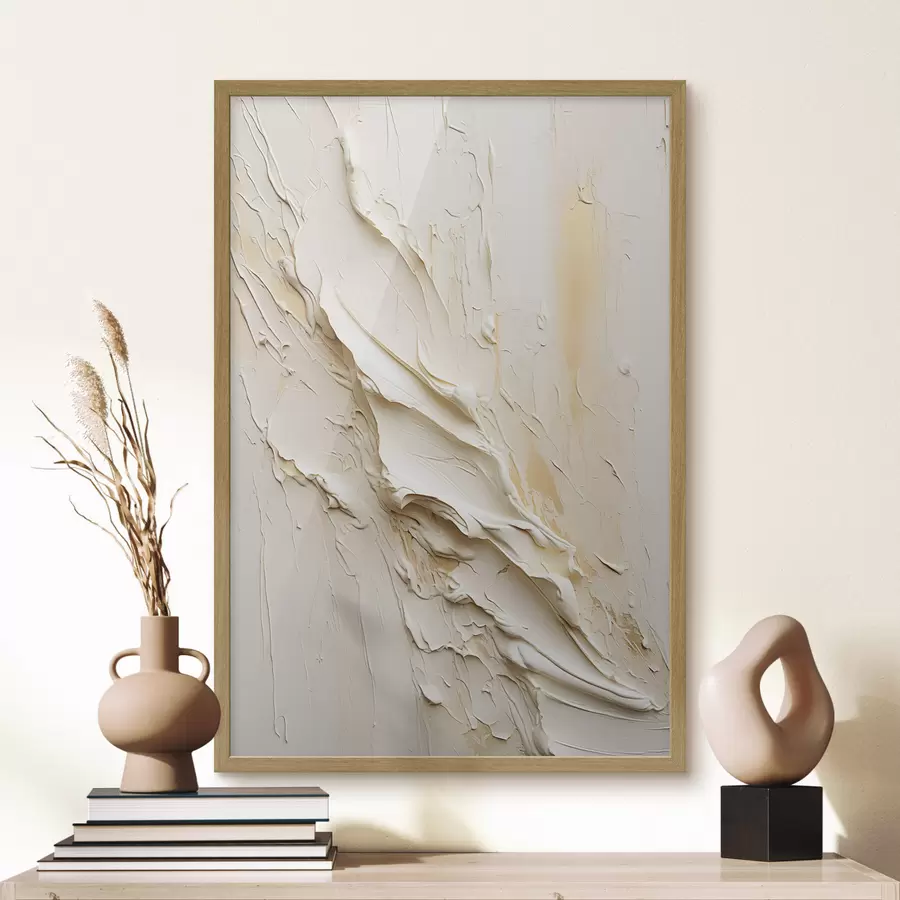 fototapet Pictură abstractă în nuanțe de crem și bej, cu textură, artă minimalistă f48737