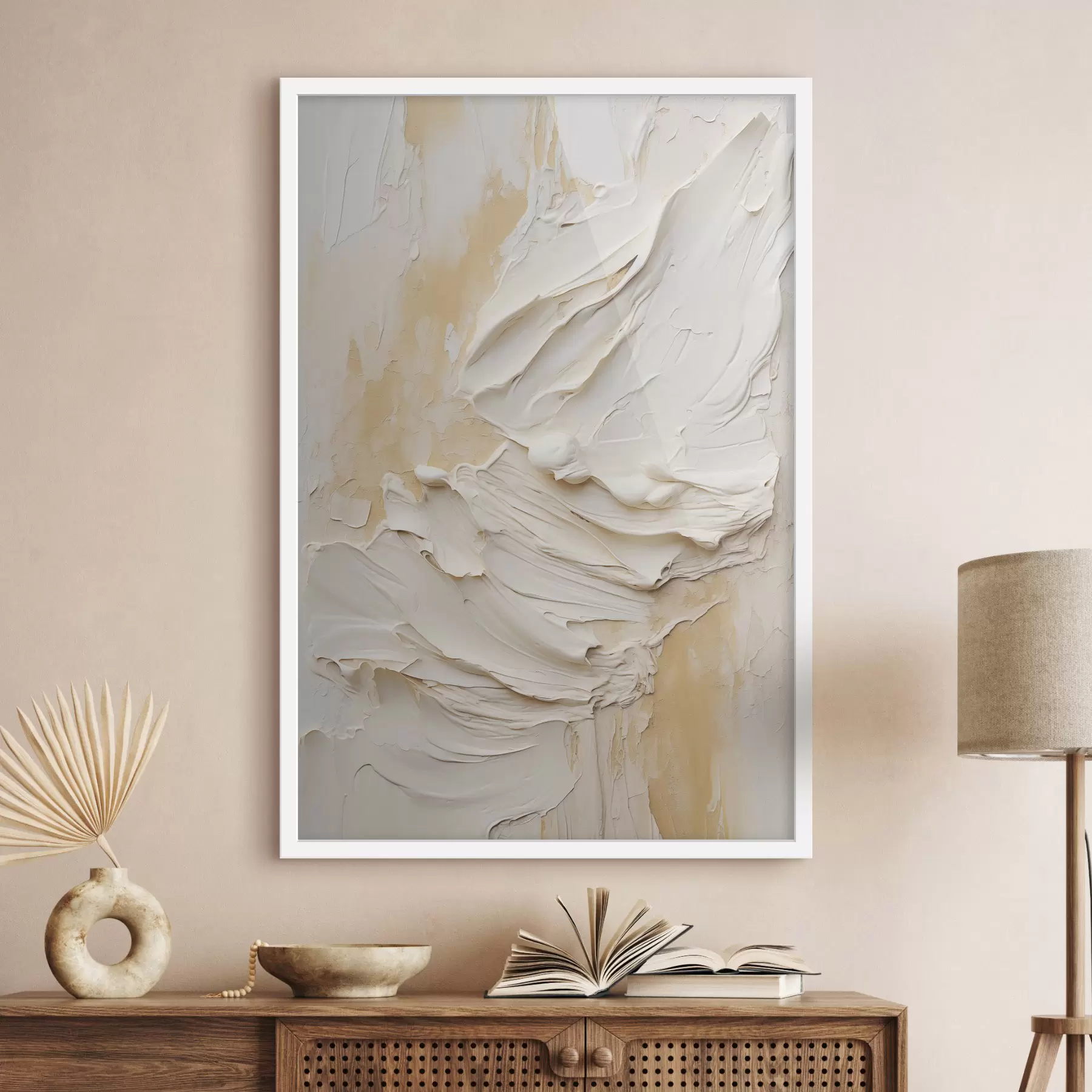 fototapet Pictură abstractă în nuanțe de crem și bej, cu textură, artă minimalistă f48738