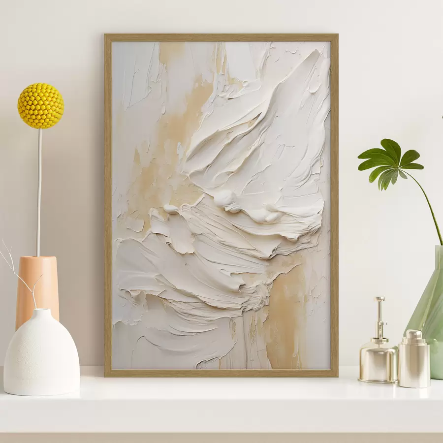 fototapet Pictură abstractă în nuanțe de crem și bej, cu textură, artă minimalistă f48738